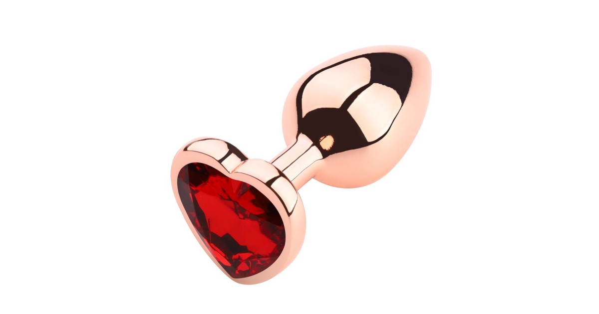 anal bijoux-Heart Shape Anal Plug Gold Rose L Red-LaChatte.it