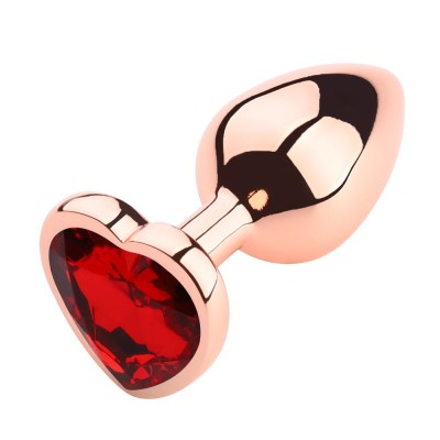 Heart Shape Anal Plug Gold Rose L Red