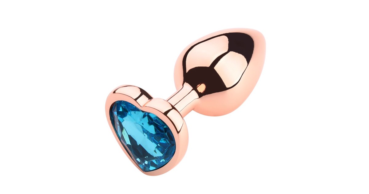 anal bijoux-Heart Shape Anal Plug Rose Gold S Light Blue-LaChatte.it