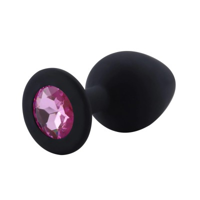 Rosebud Silicone Anal Plug Black - Pink S