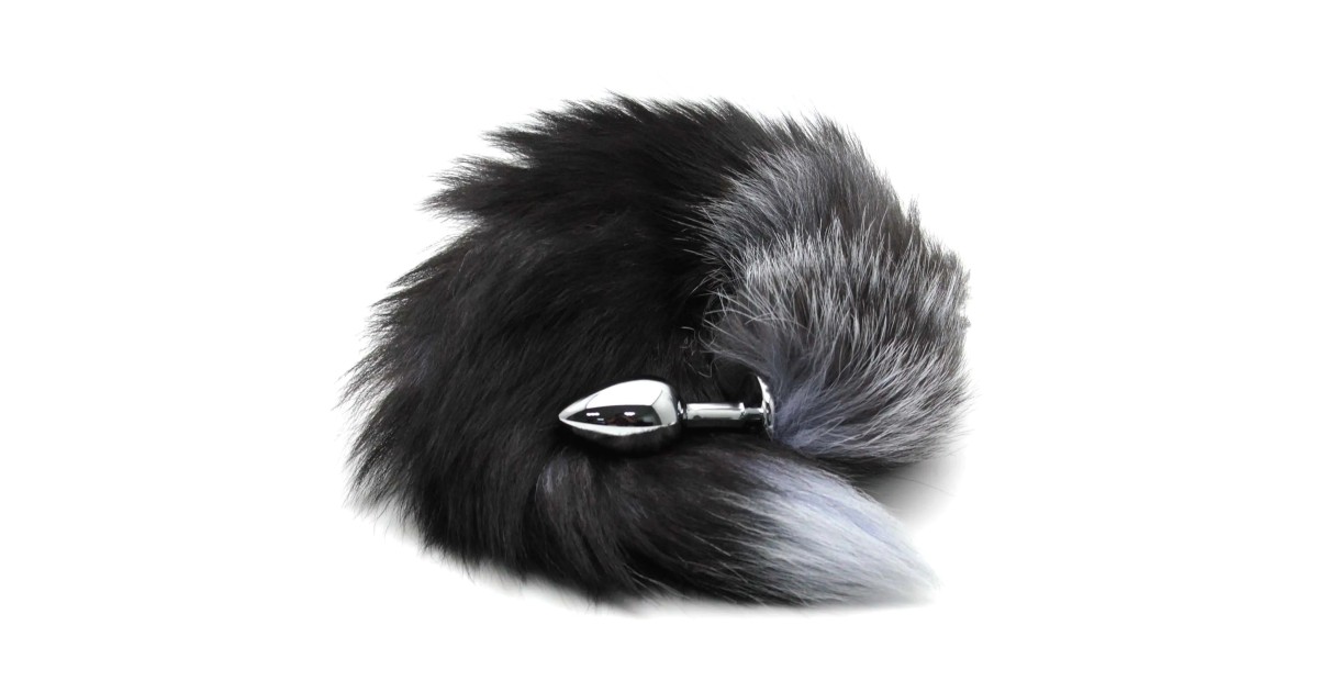 tail plug-Foxtail Black/Grey Buttplug-LaChatte.it