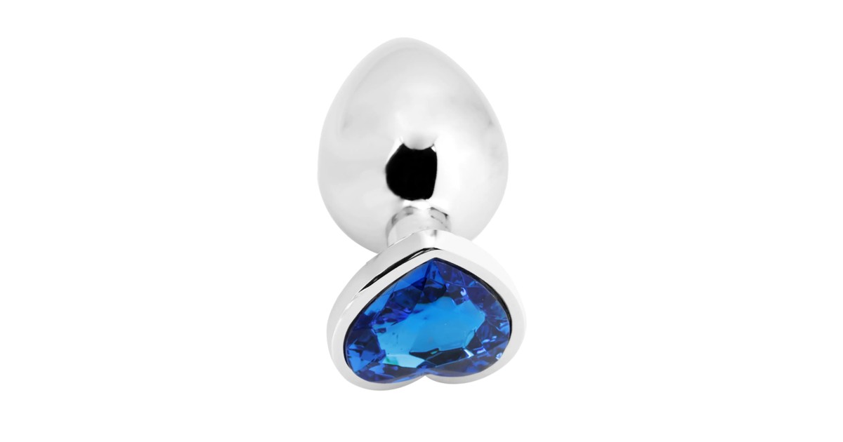 anal bijoux-Heart Shape Anal Plug L Dark Blue-LaChatte.it