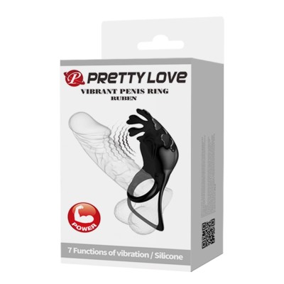 Pretty Love Vibrant Penis Ring Ruben Black - Ricaricabile