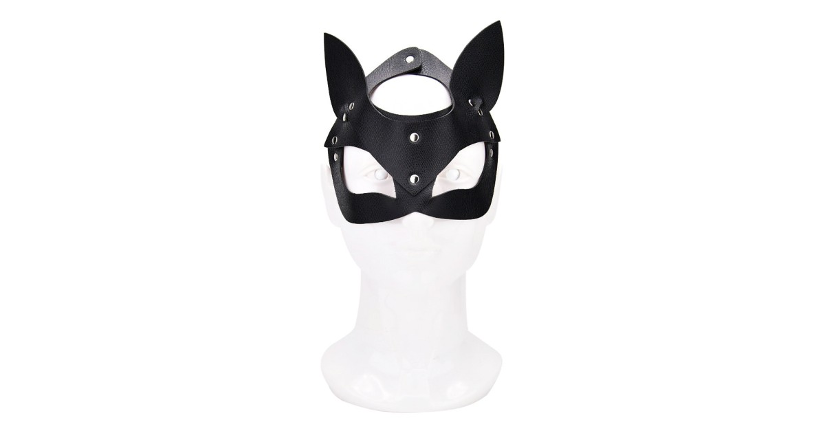 bende e maschere-Bound to Play Kitty Cat Face Mask Black-LaChatte.it