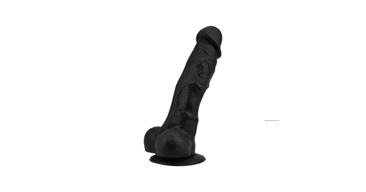 falli realistici-Loving Joy 7 Inch Realistic Silicone Dildo with Suction Cup and Balls Black-LaChatte.it