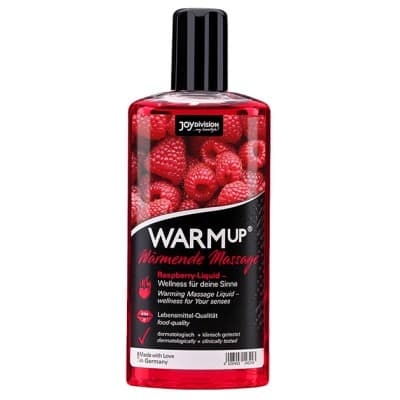 Olio massaggi effetto caldo, commestibile,  warmup gusto lampone 150 ml