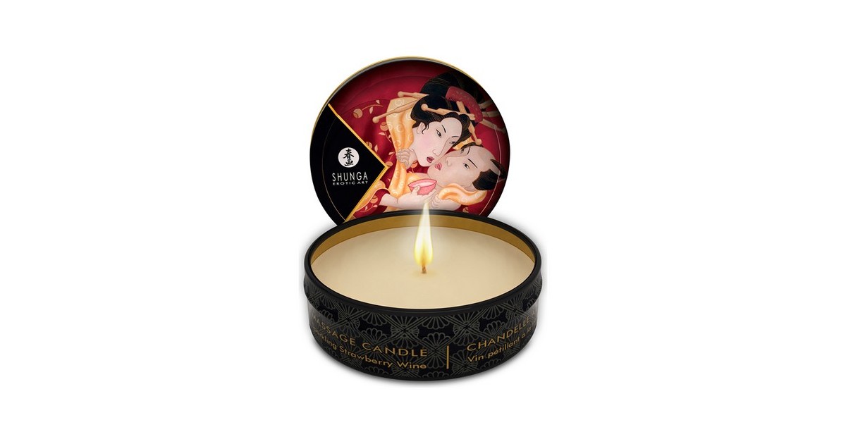 candele per massaggi-Candela SHUNGA 30gr. Romance, aroma fragola/ vino frizzantino-LaChatte.it