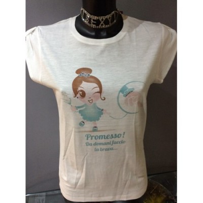 TAGLIA XL T-Shirt bianca in cotone con immagine tiffany strass e glitter