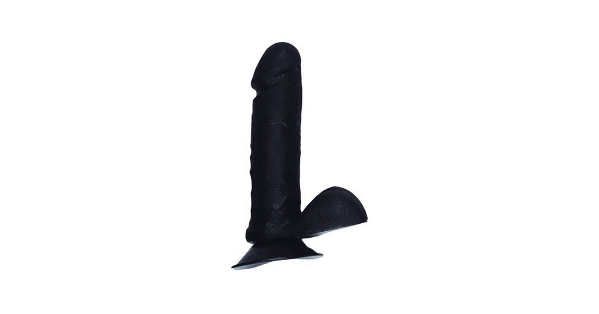 falli realistici-Fallo con testicoli e ventosa in PVC 20 cm diametro 5 CM nero-LaChatte.it