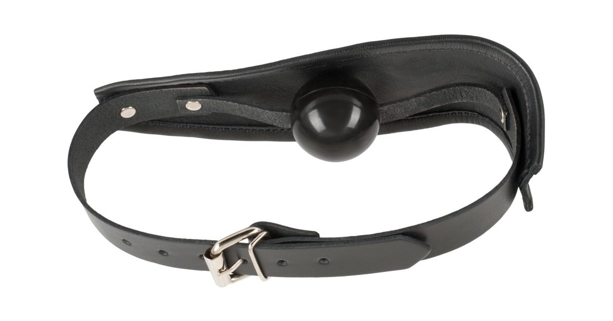 morsi, ball gag-Bavaglio in pelle con ball gag interna 4 cm-LaChatte.it