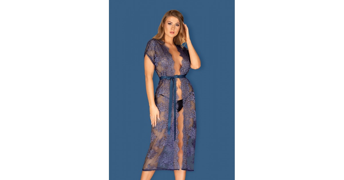 chemise e vestagliette-Flowlace Vestaglia in Pizzo Blu-LaChatte.it