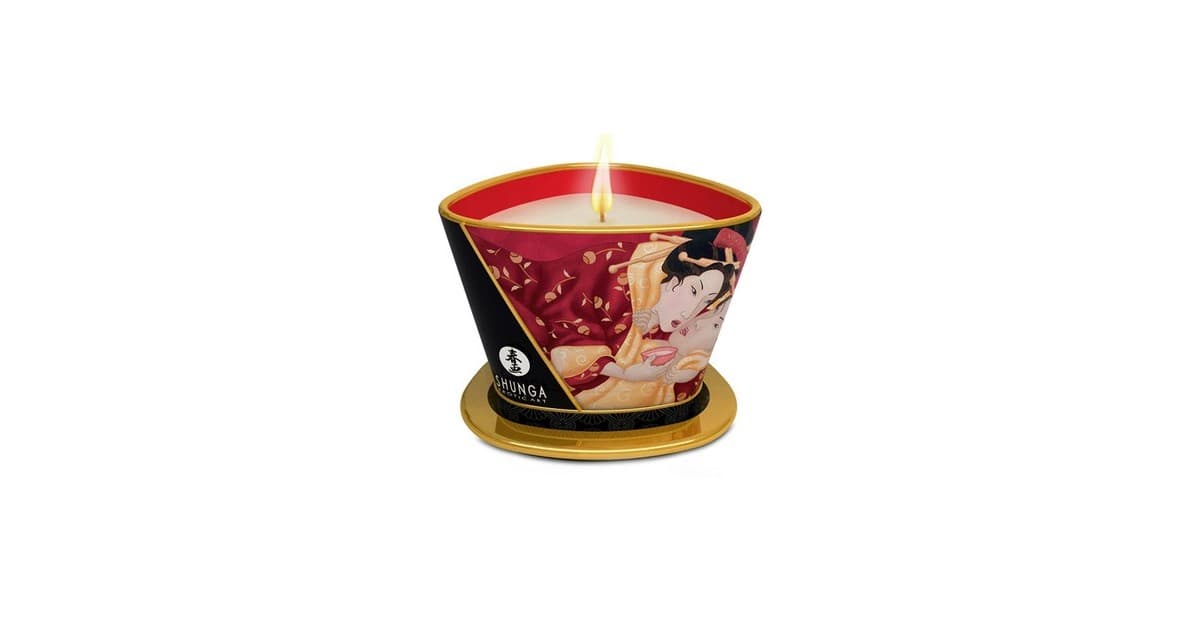 candele per massaggi-Shunga - Candela massaggio Romance aroma fragola vino frizzantino170 ml-LaChatte.it