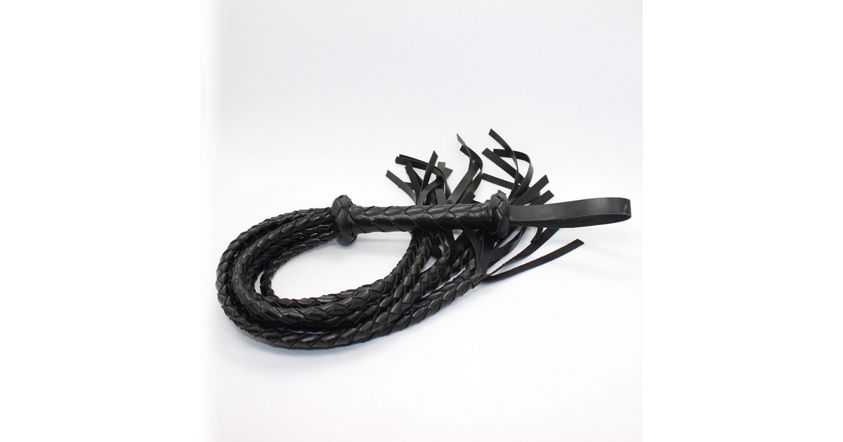 fruste e paddle-Frustino Intrecciato Nero Braid Flogger 75 cm-LaChatte.it