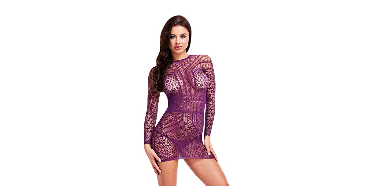 mini abiti seducenti-Lapdance - Long Sleeve Open Back Mini Dress-LaChatte.it