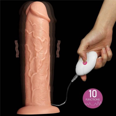 Realistic Long Vibrating Dildo Flesh 11