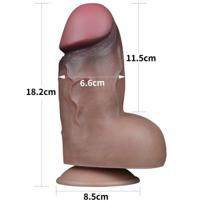 7" Dual-Layered Silicone Nature Cock Brown