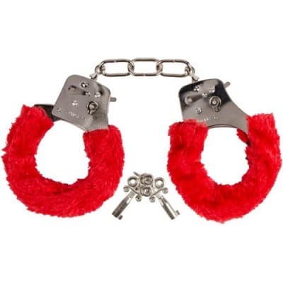 LUXURY FURRY manette in alluminio con chiave ricoperte in pelo sintetico asportabile colore rosso