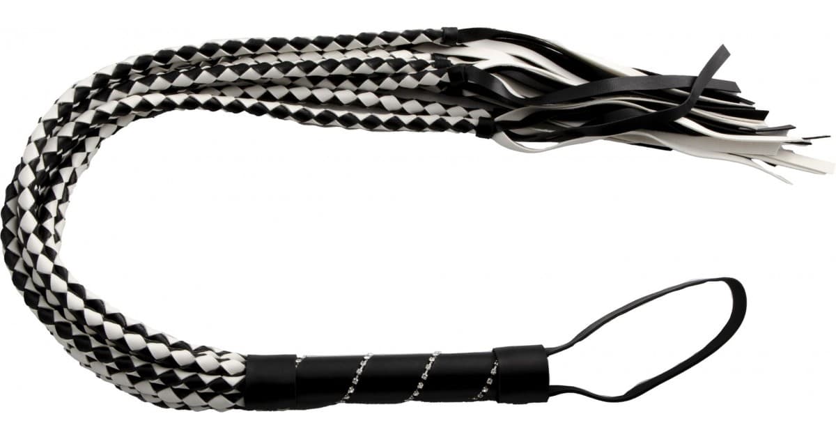 fruste e paddle-Braid flogger 78cm black/white-LaChatte.it