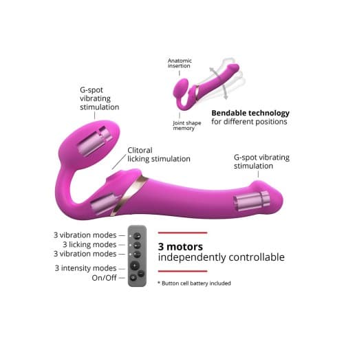 strapless strap-on VIBRANTI-Strap-on Multi Orgasm Remote Control Rosa XL-LaChatte.it