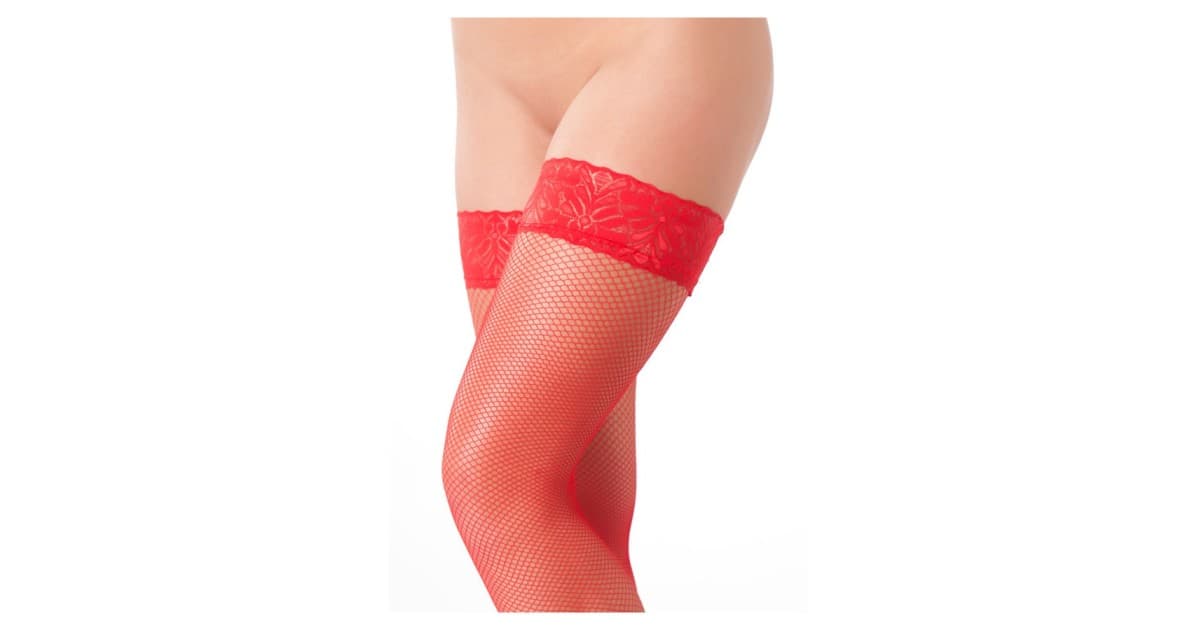 calze e collant-Amorable by Rimba - Hold-Up Fishnet Stockings - One Size - Red-LaChatte.it