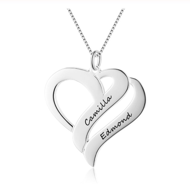 Custom Photo Double Heart Locket 925 STERLING SILVER 