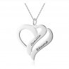 Necklace Woman Personalized Double Heart 2 Names Silver Color