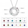 Necklace Woman Personalized 4 First Names Simply Circles Silver Color Birthstones