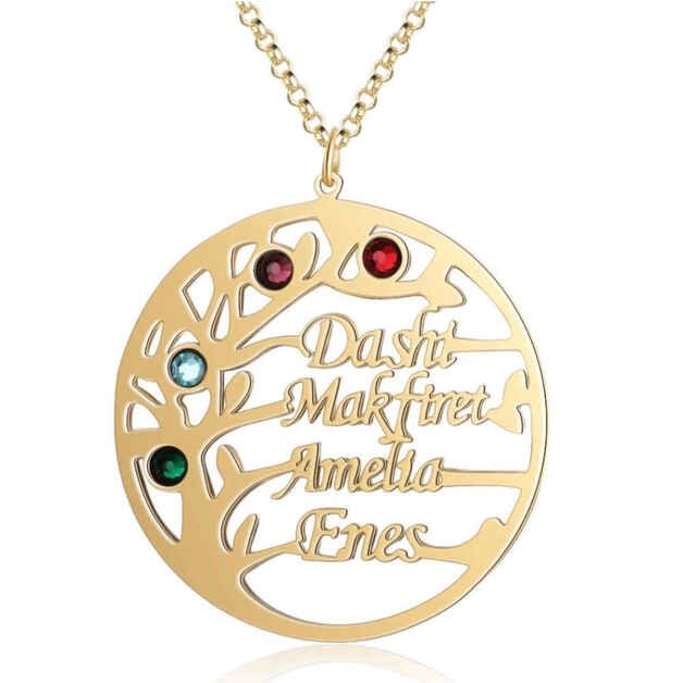 Personalised Sterling Silver & 9ct Gold Family Tree Of Life Necklace -  Welsh Treasure