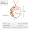 Necklace Woman Personalized Tree Of Life 2 Names Rose Gold Color Stones Dimensions