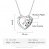 Necklace Woman Personalized Heart Design 4 Names Silver Color Stones Dimensions