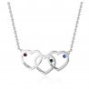 Necklace Woman Personalized Triple Heart Entwined 3 Names Silver Color