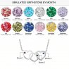 Necklace Woman Personalized Triple Heart Entwined 3 Names Silver Color Birthstones