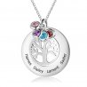 Necklace Woman Personalized Tree Of Life 4 Names V4 Silver Color