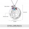 Necklace Woman Personalized Tree Of Life 4 Names V4 Silver Color Dimensions