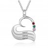 Necklace Woman Personalized Heart V5 3 Names Silver Color Stone