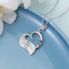 Necklace Woman Personalized Heart V5 3 Names Silver Color Stone 3