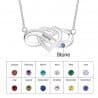 Necklace Woman Personalized Infinity Heart V3 1 Name Silver Color Birthstones