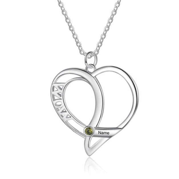 Necklace Woman Personalized Heart Mom Design 1 Name Silver Color