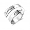 Women's Personalized Adjustable Ring 2 Names V5 Silver Color