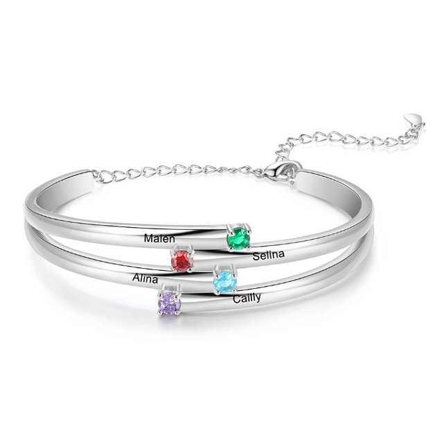 Bracelet Woman Personalized Simply V2 4 Names Silver Color