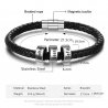 Personalized Men's Bracelet 6 First Names Black Rope Color Silver Dimensions