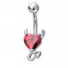 Piercing navel heart of the devil surgical steel red silver color