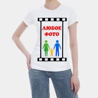Фотофутболка женская белая, О-ворот