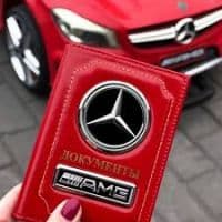 Именная обложка для автодокументов премиум, цвет красный