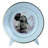 Тарелка каёмка с золотыми полосками d=20см
