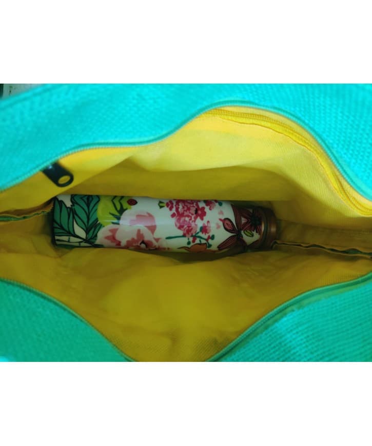 Lotus Print Jute Carry Bag