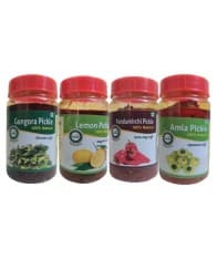 Combo Pickles pack of 4 Gongura, Lemon, Pandu mirchi, Amla