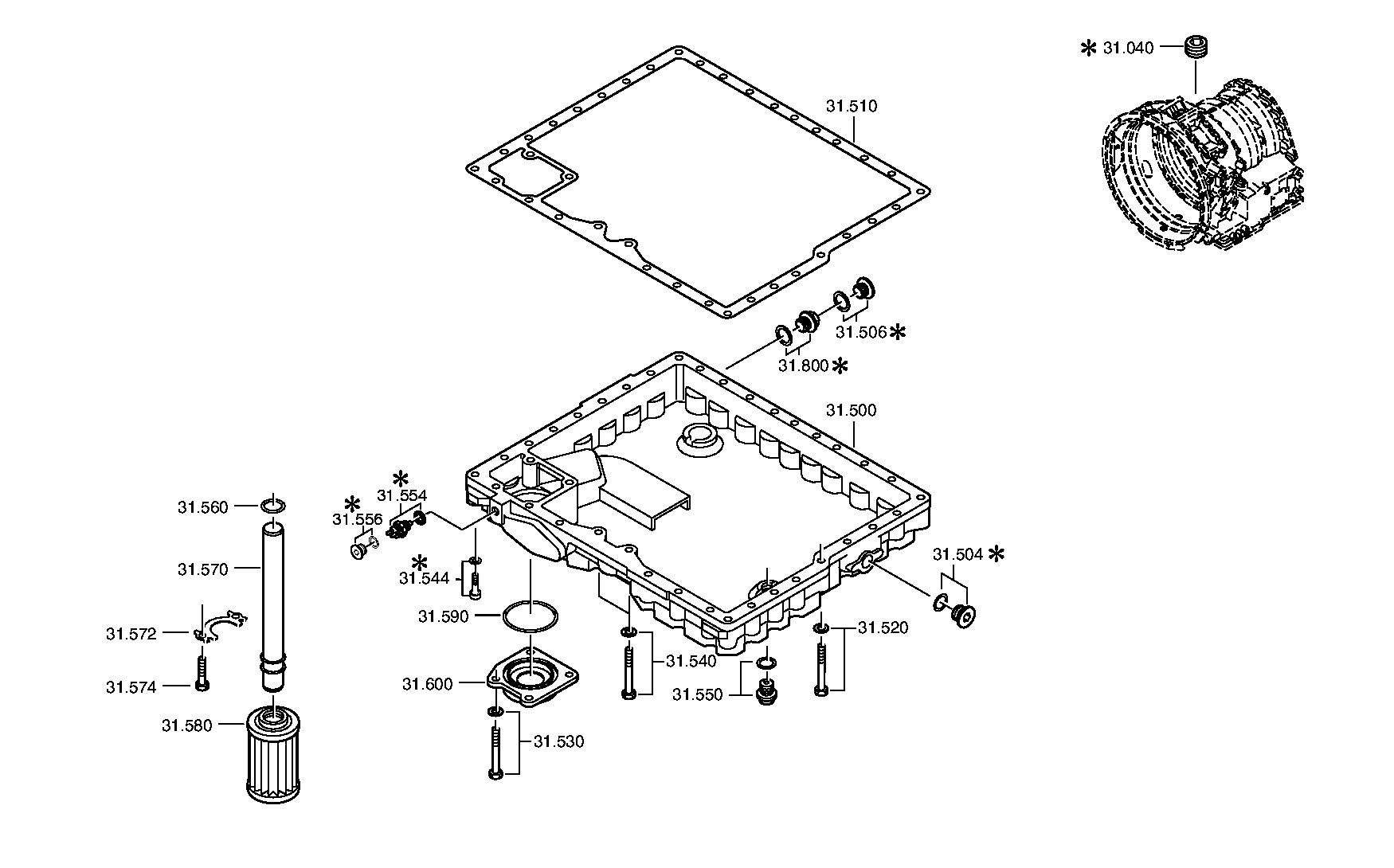 drawing for VOLVO TRUCKS UNNUMBERED - OIL PAN (figure 1)