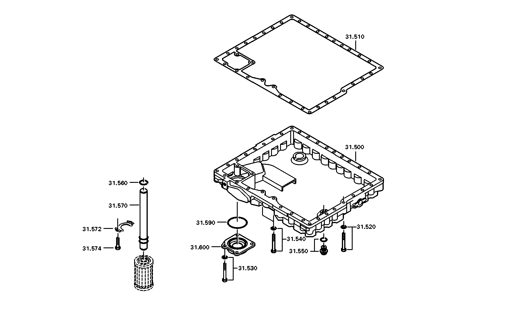 drawing for VOLVO TRUCKS UNNUMBERED - OIL PAN (figure 2)