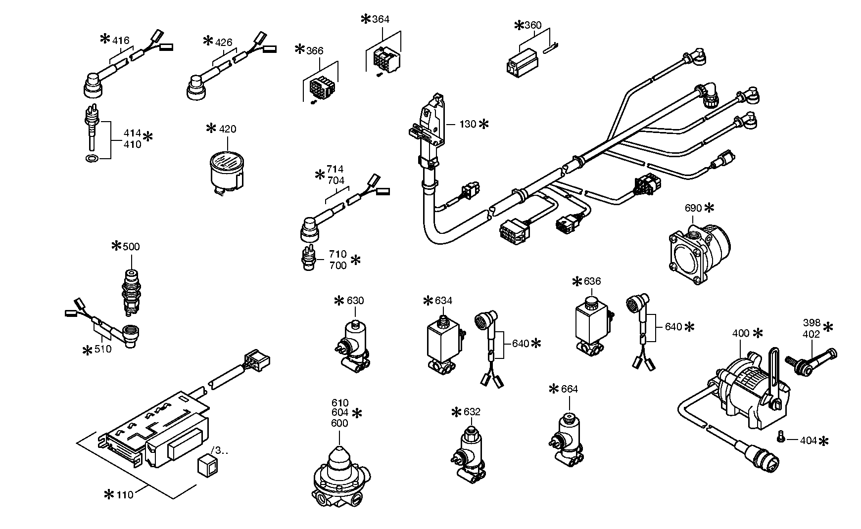 drawing for DAIMLER AG A0005401427 - CABLE GENERAL (figure 4)